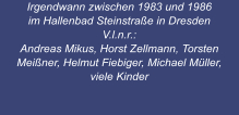 Irgendwann zwischen 1983 und 1986 im Hallenbad Steinstraße in Dresden V.l.n.r.:   Andreas Mikus, Horst Zellmann, Torsten Meißner, Helmut Fiebiger, Michael Müller, viele Kinder