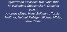 Irgendwann zwischen 1983 und 1986 im Hallenbad Steinstrae in Dresden V.l.n.r.:   Andreas Mikus, Horst Zellmann, Torsten Meiner, Helmut Fiebiger, Michael Mller, viele Kinder
